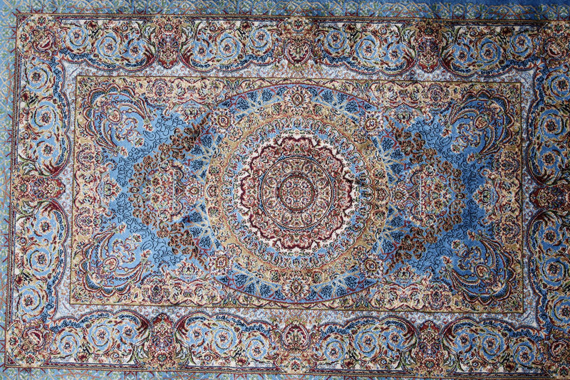 2x3 Blue and Gold Turkish Antep Rug