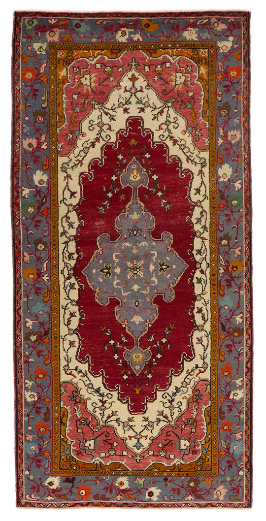 4x9 Red and Blue Turkish Tribal Runner