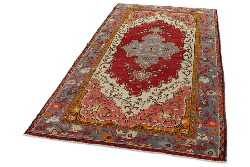 4x9 Red and Blue Turkish Tribal Runner