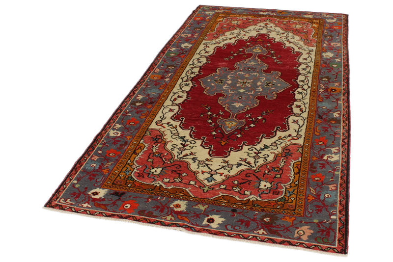 4x9 Red and Blue Turkish Tribal Runner