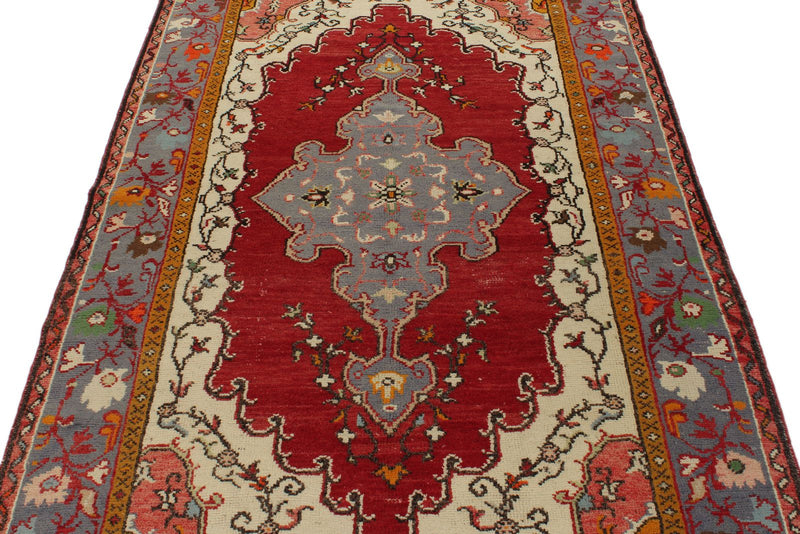 4x9 Red and Blue Turkish Tribal Runner