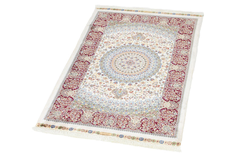 2x3 Ivory and Red Turkish Antep Rug