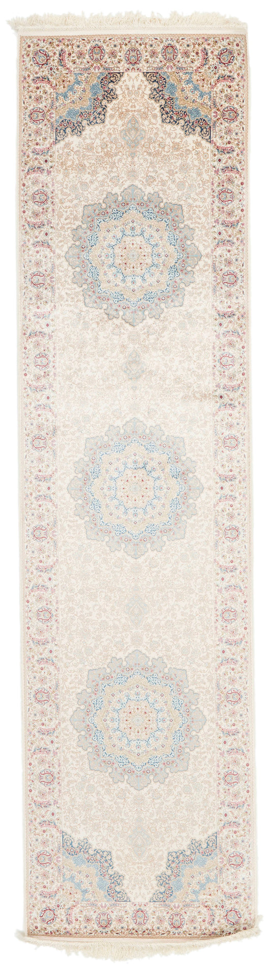 3x10 Blue and Ivory Turkish Antep Rug