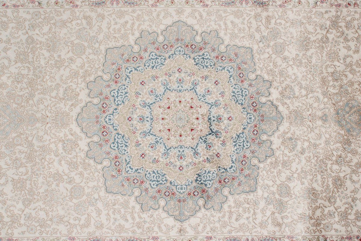 3x10 Blue and Ivory Turkish Antep Rug