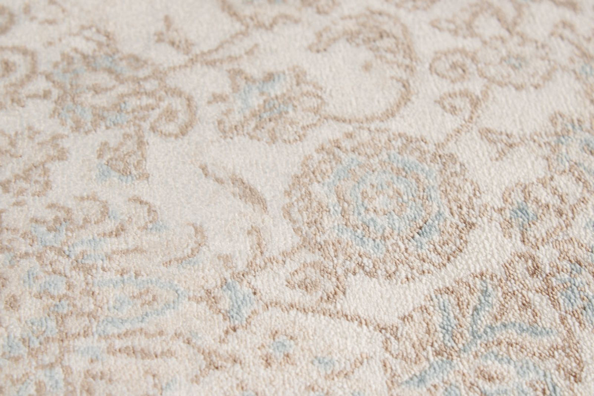 3x10 Blue and Ivory Turkish Antep Rug