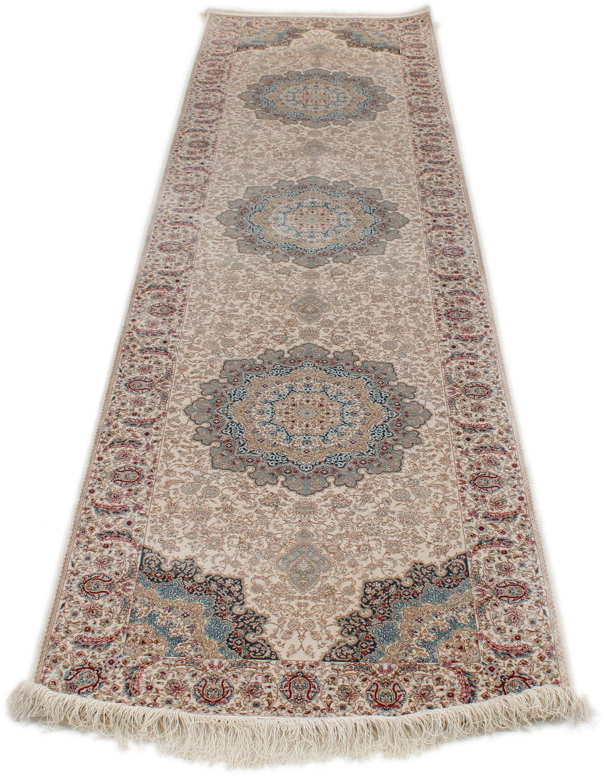 3x10 Blue and Ivory Turkish Antep Rug