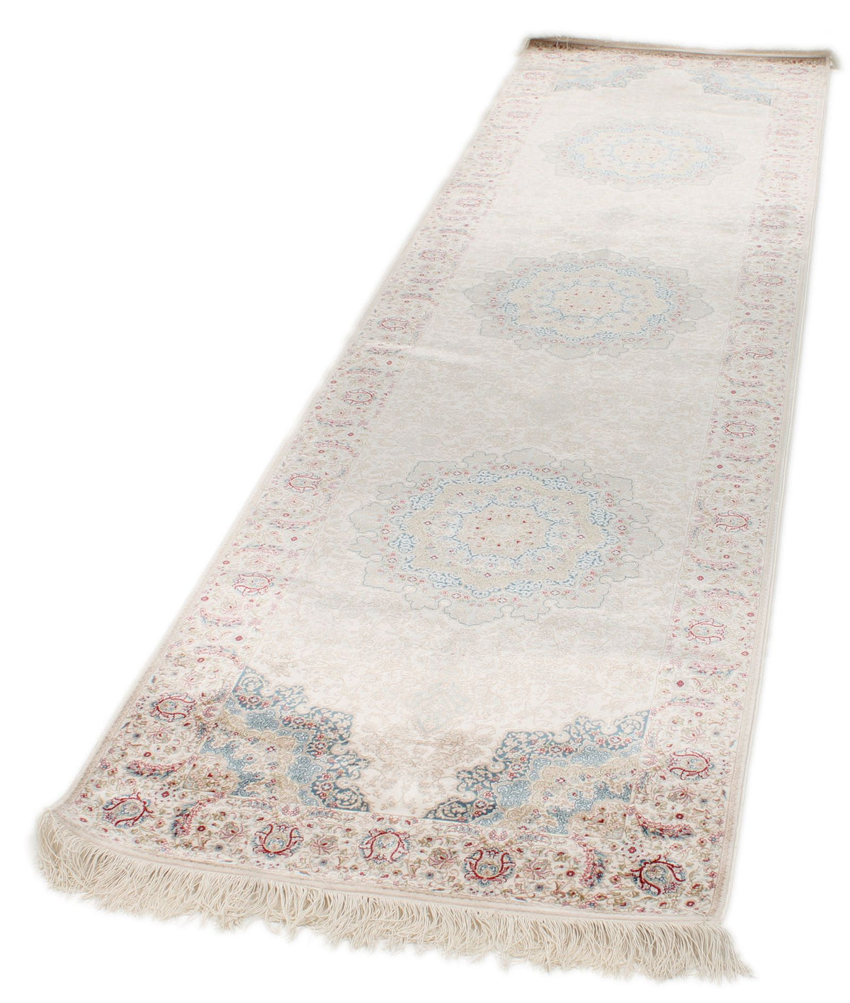 3x10 Blue and Ivory Turkish Antep Rug