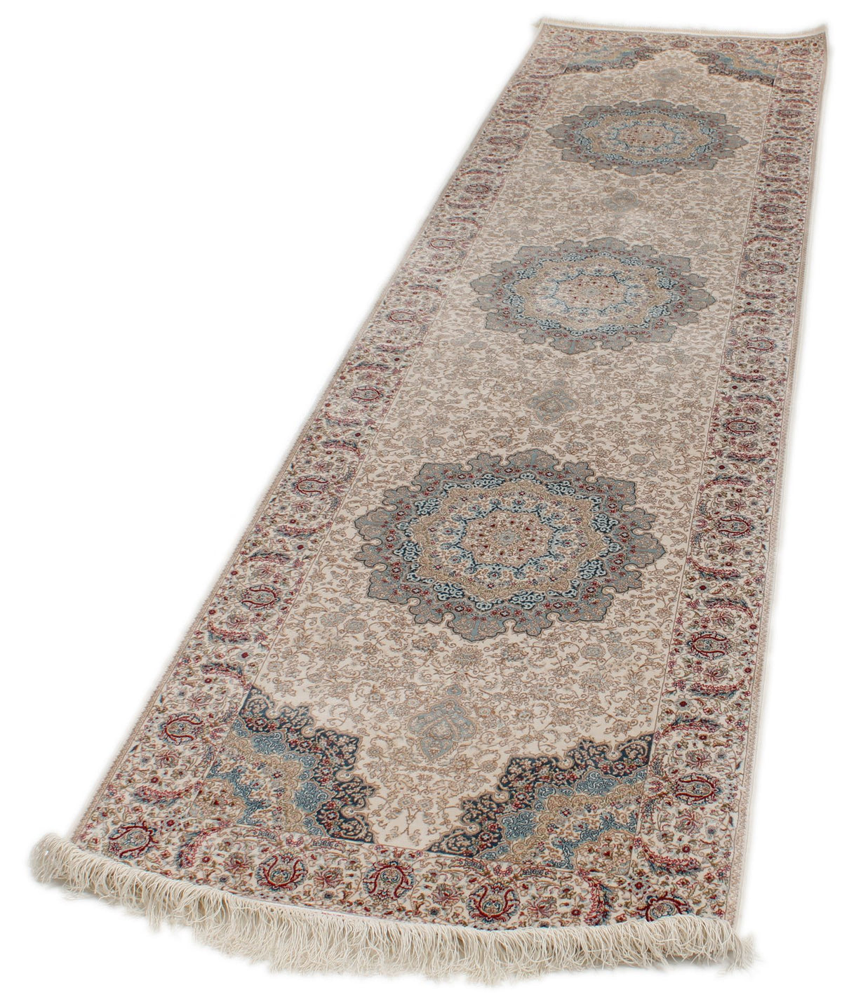 3x10 Blue and Ivory Turkish Antep Rug