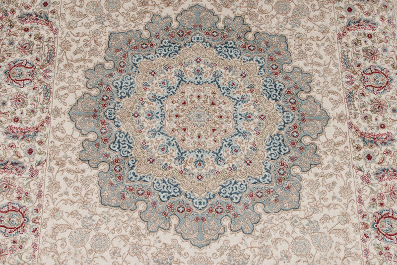 3x10 Blue and Ivory Turkish Antep Rug
