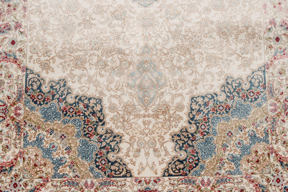 3x10 Blue and Ivory Turkish Antep Rug