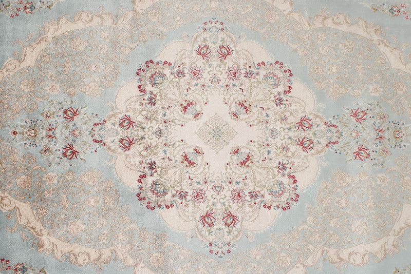 3x7 Handmade Blue and Ivory Anatolian Turkish Modern Area Runner