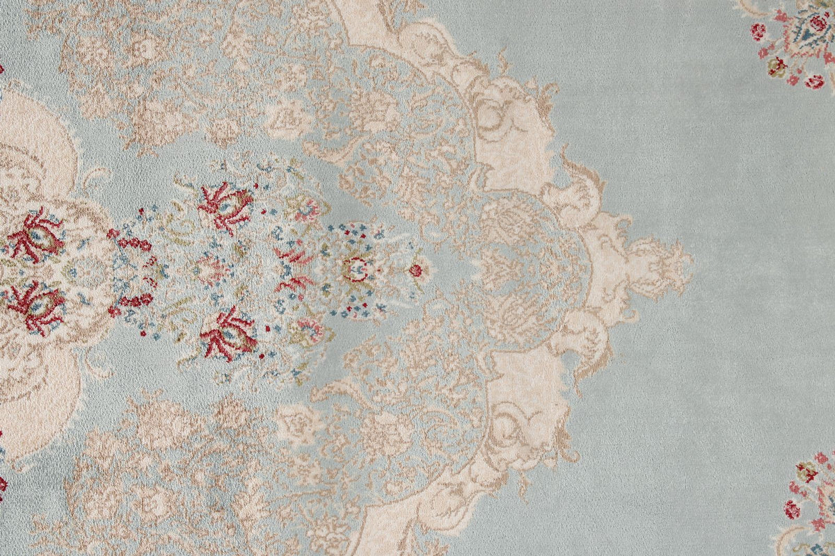 3x7 Handmade Blue and Ivory Anatolian Turkish Modern Area Runner