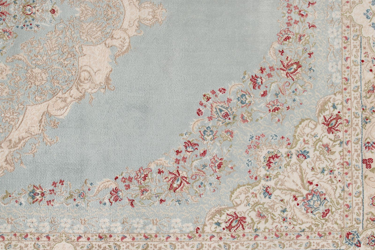 3x7 Handmade Blue and Ivory Anatolian Turkish Modern Area Runner