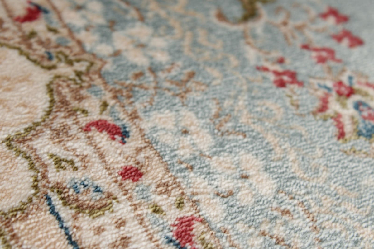 3x7 Handmade Blue and Ivory Anatolian Turkish Modern Area Runner