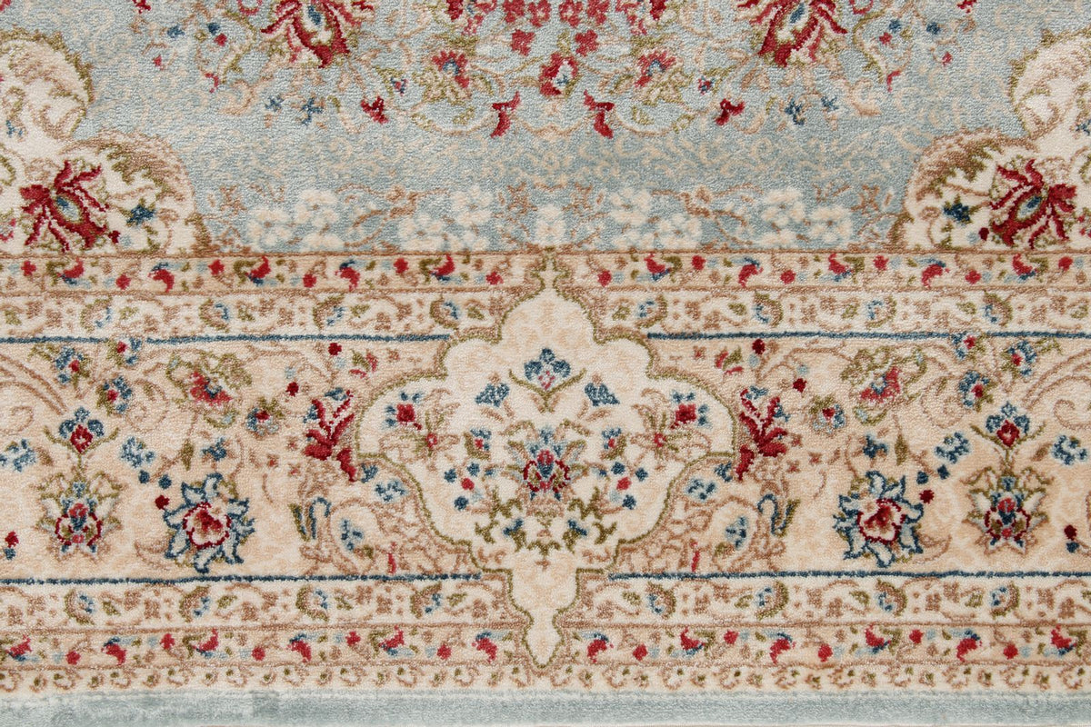 3x7 Handmade Blue and Ivory Anatolian Turkish Modern Area Runner