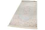 3x7 Handmade Blue and Ivory Anatolian Turkish Modern Area Runner