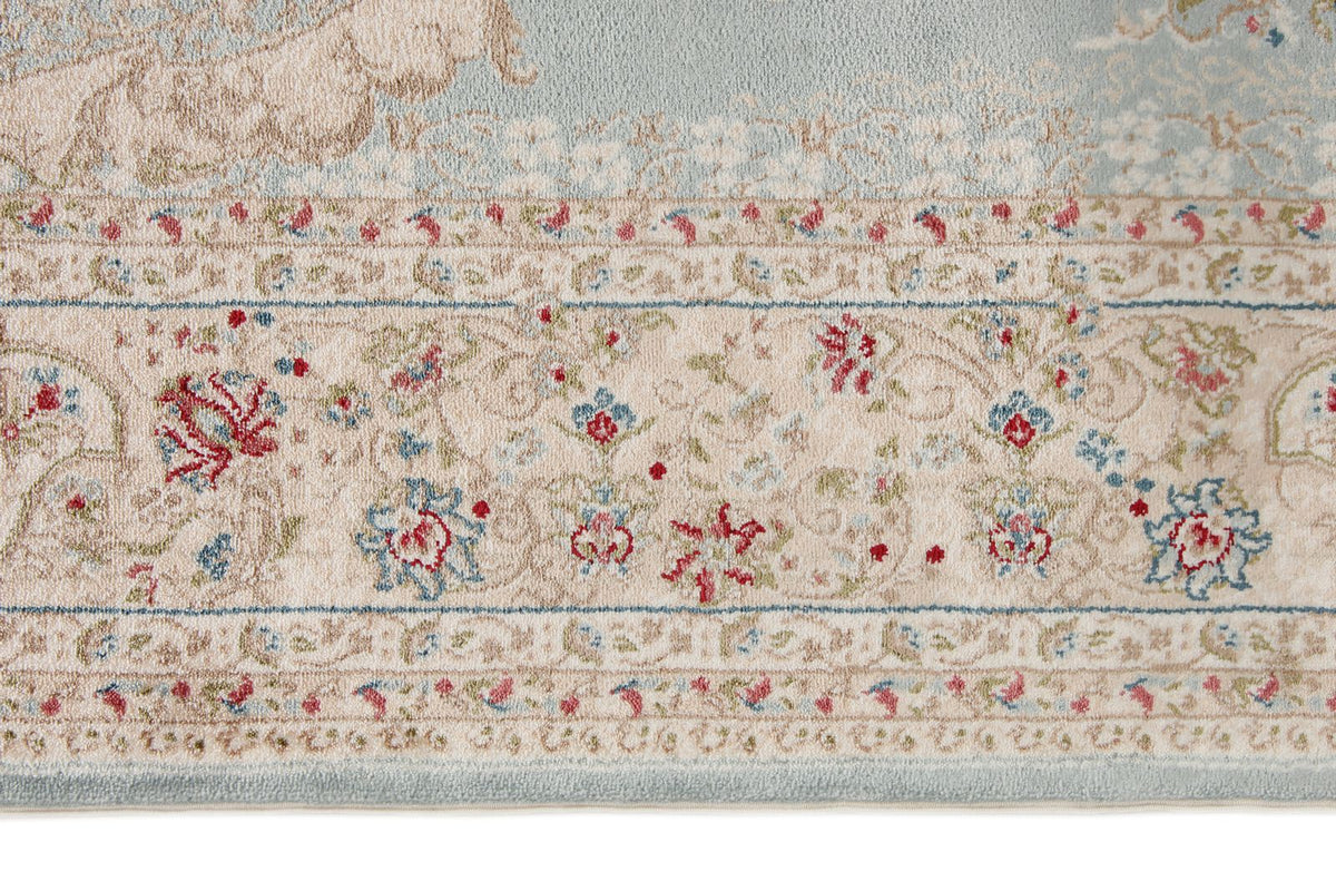 3x7 Handmade Blue and Ivory Anatolian Turkish Modern Area Runner