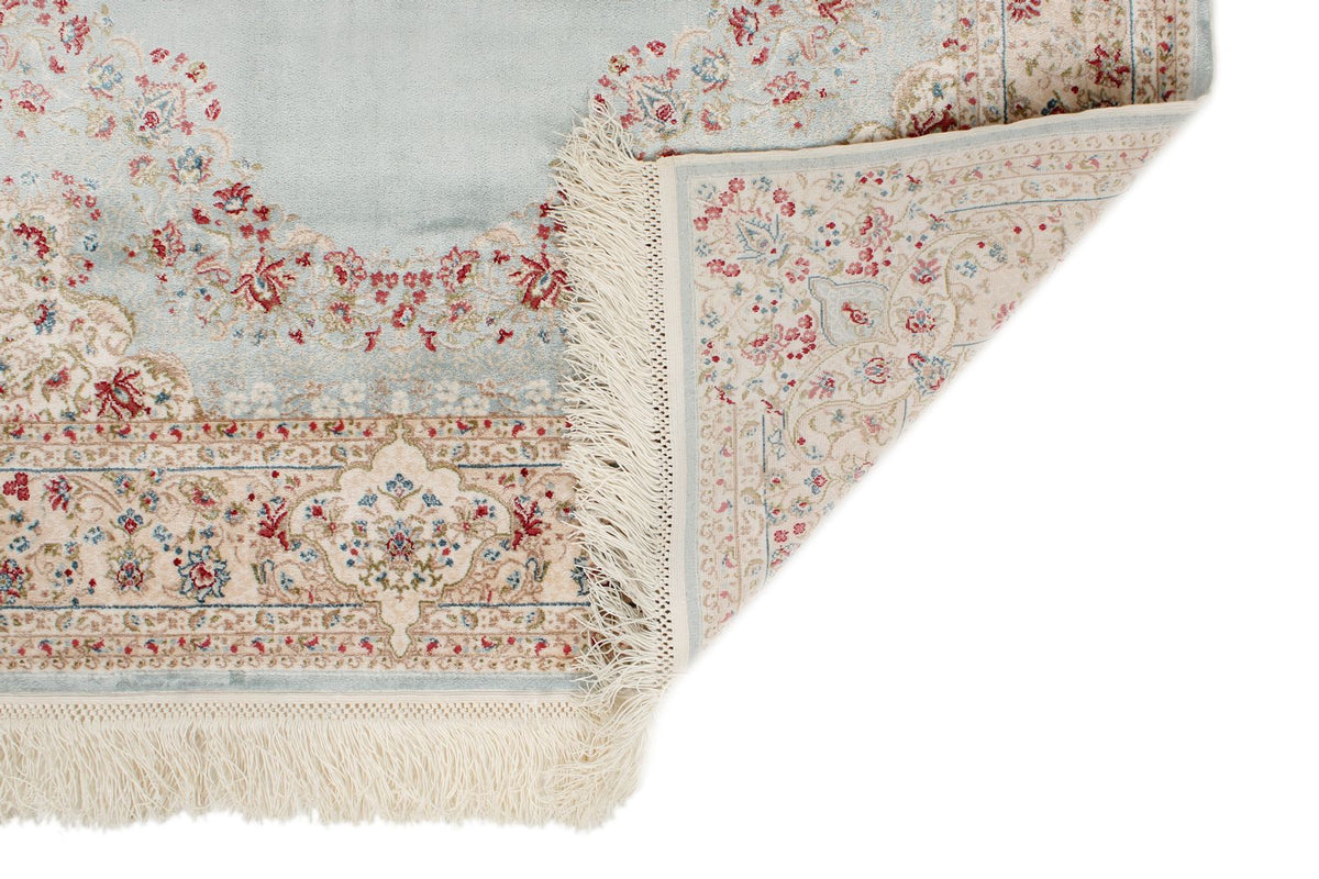 3x7 Handmade Blue and Ivory Anatolian Turkish Modern Area Runner