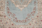 3x7 Handmade Blue and Ivory Anatolian Turkish Modern Area Runner