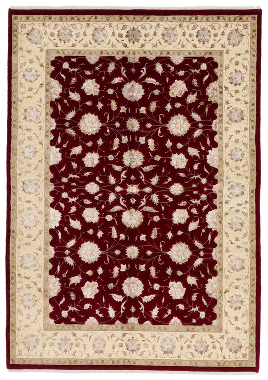 6x8 Red and Ivory Turkish Oushak Rug