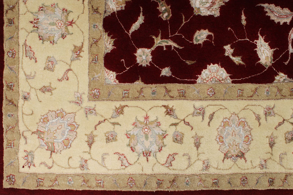 6x8 Red and Ivory Turkish Oushak Rug