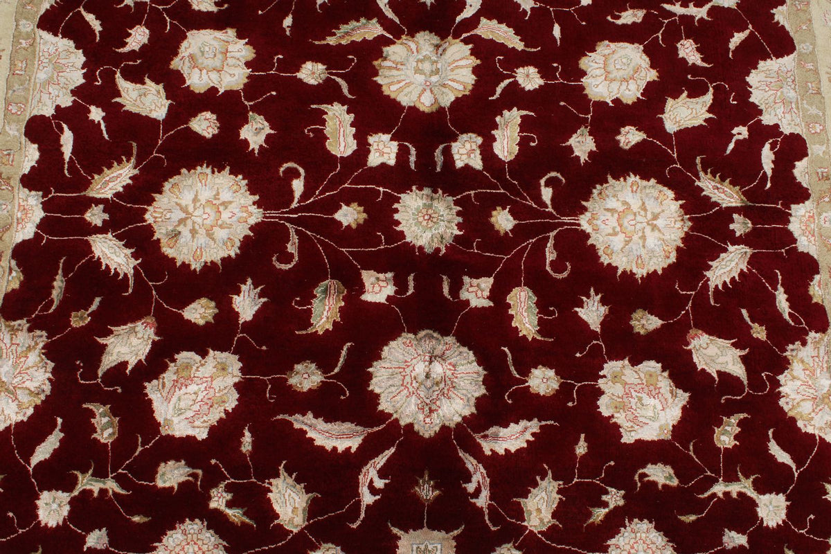 6x8 Red and Ivory Turkish Oushak Rug