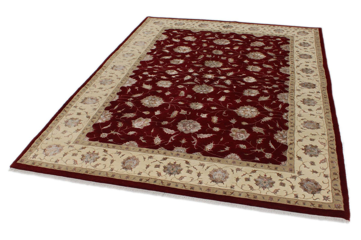6x8 Red and Ivory Turkish Oushak Rug
