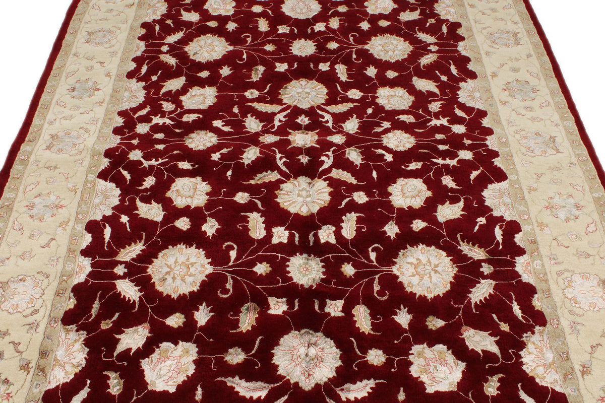 6x8 Red and Ivory Turkish Oushak Rug