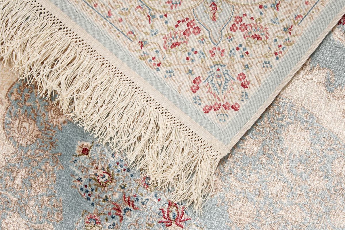 4x6 Blue and Ivory Turkish Antep Rug