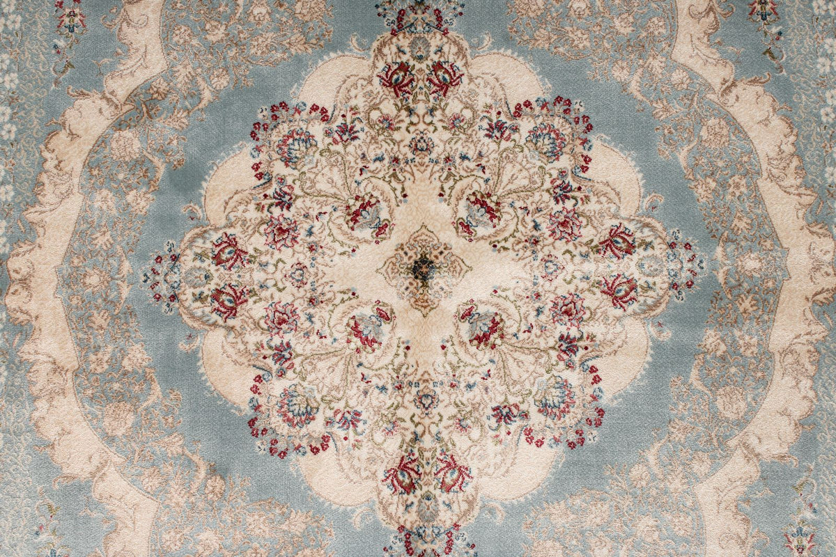 4x6 Blue and Ivory Turkish Antep Rug