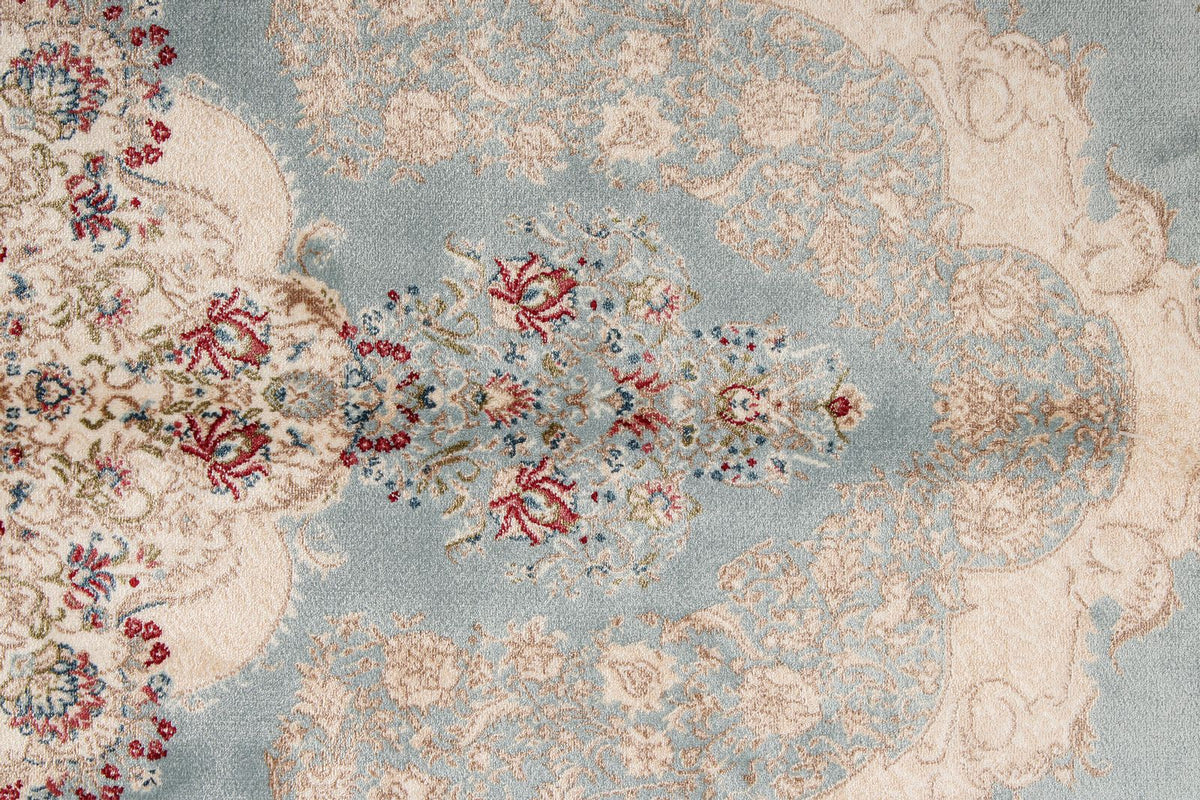 4x6 Blue and Ivory Turkish Antep Rug