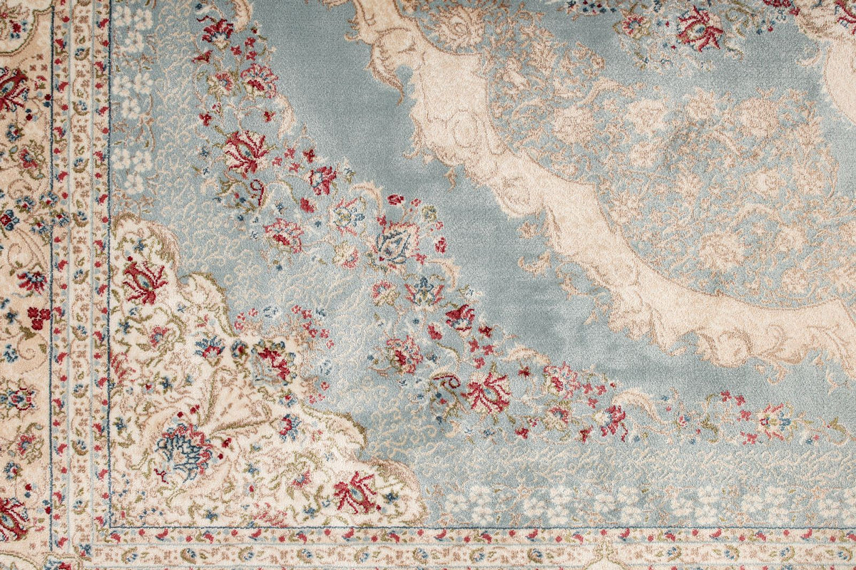 4x6 Blue and Ivory Turkish Antep Rug