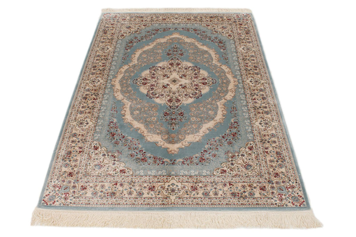 4x6 Blue and Ivory Turkish Antep Rug