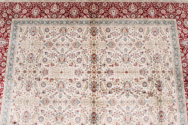 5x8 Ivory and Red Turkish Antep Rug