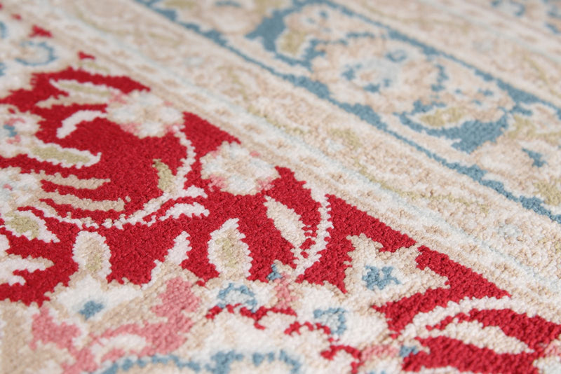 5x8 Ivory and Red Turkish Antep Rug