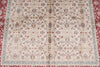 5x8 Ivory and Red Turkish Antep Rug