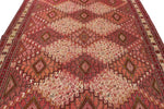 7x10 Ivory and Red Turkish Patchwork Rug
