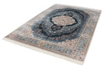 7x10 Blue and Ivory Turkish Antep Rug