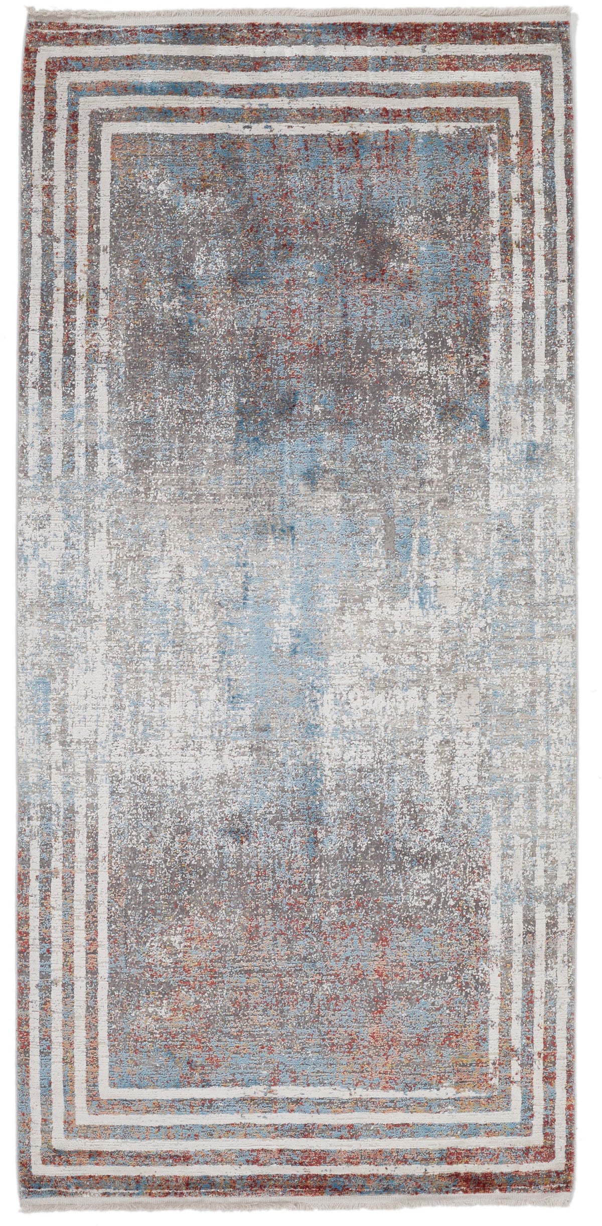 3x7 Blue and Red Turkish Antep Runner