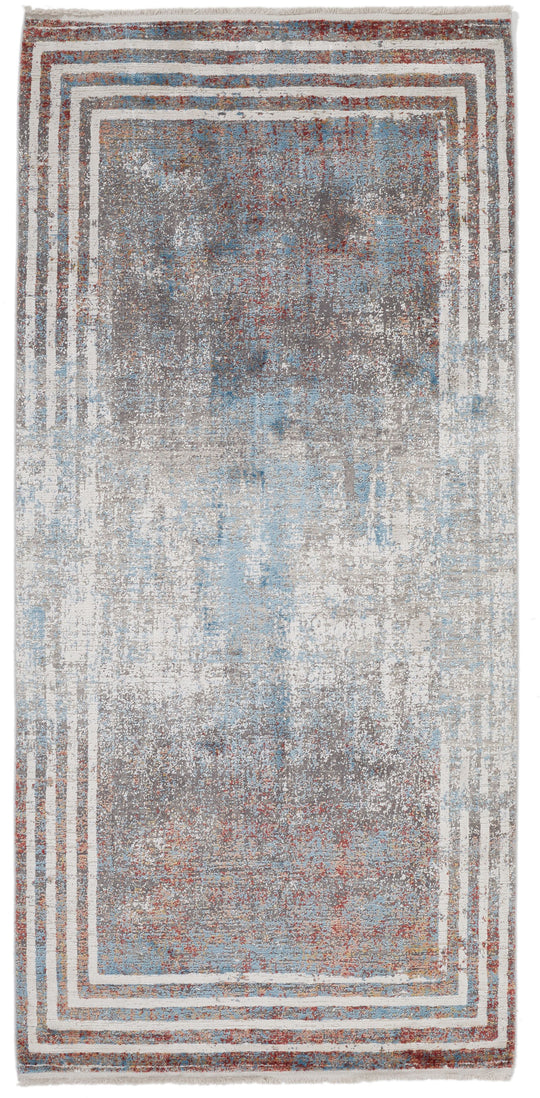 3x7 Blue and Red Turkish Antep Runner