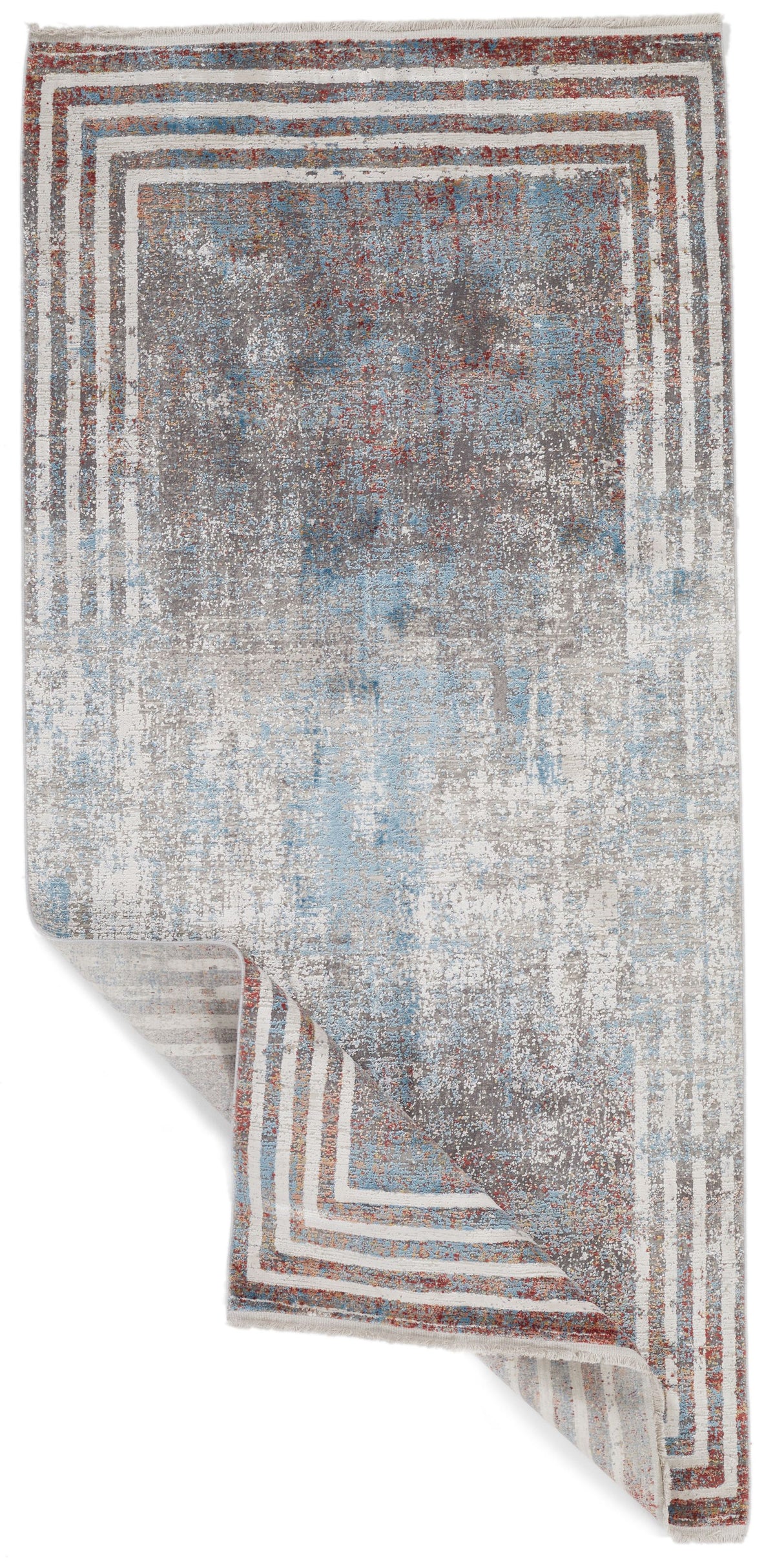 3x7 Blue and Red Turkish Antep Runner