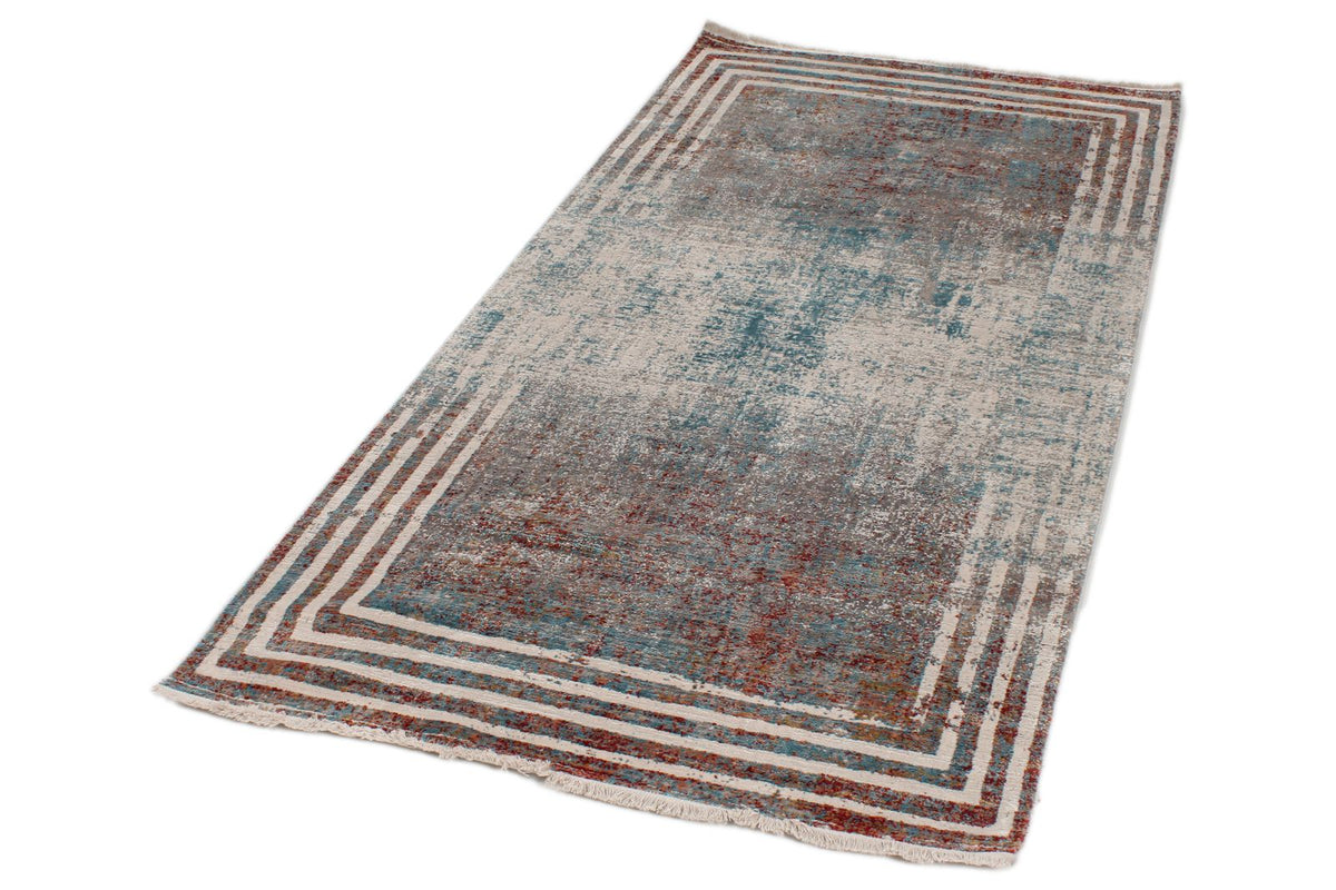 3x7 Blue and Red Turkish Antep Runner