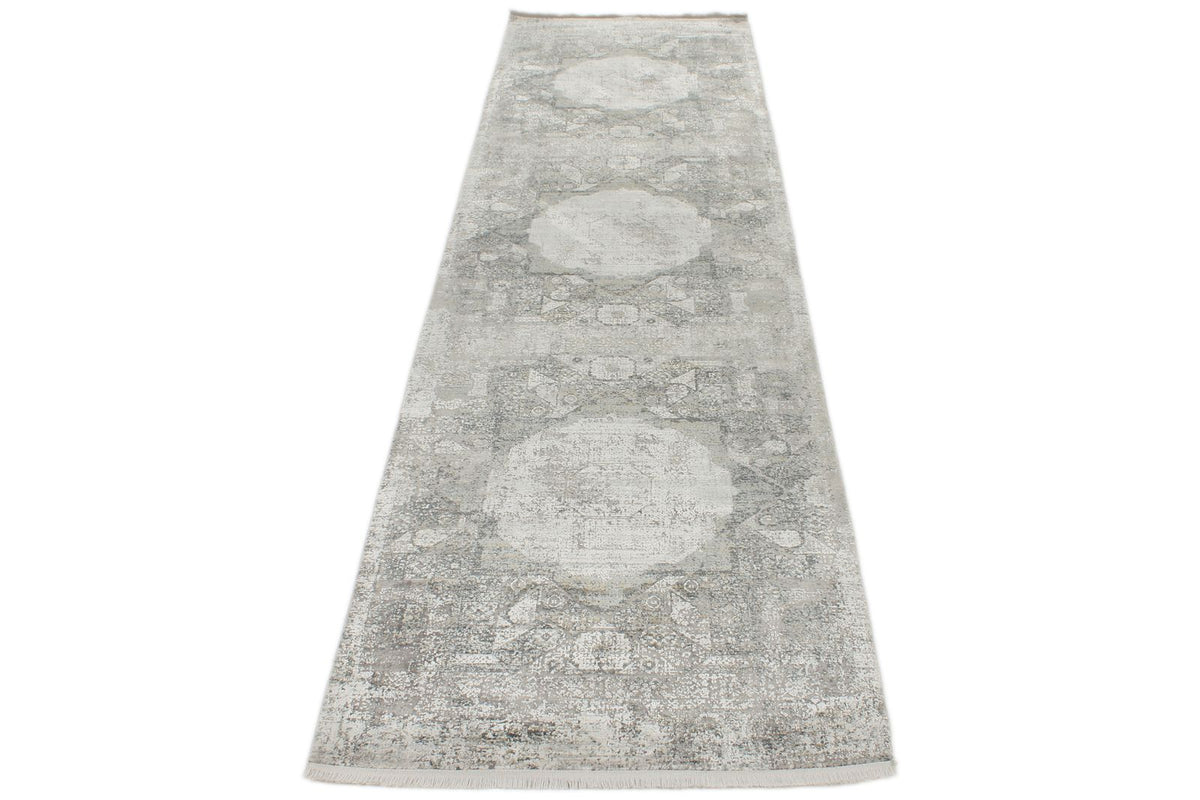 3x10 White and SilverTurkish Antep Rug