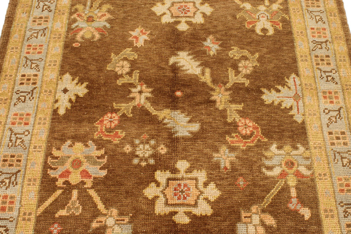 5x6 Brown and Beige Turkish Oushak Rug