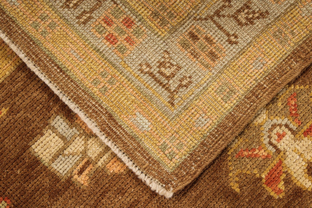 5x6 Brown and Beige Turkish Oushak Rug
