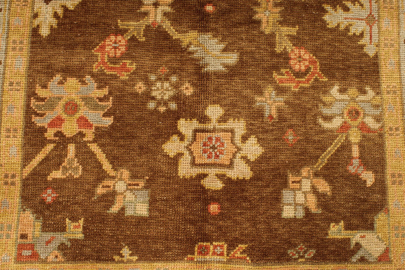 5x6 Brown and Beige Turkish Oushak Rug