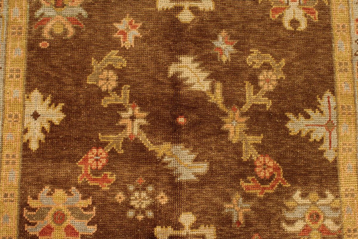 5x6 Brown and Beige Turkish Oushak Rug