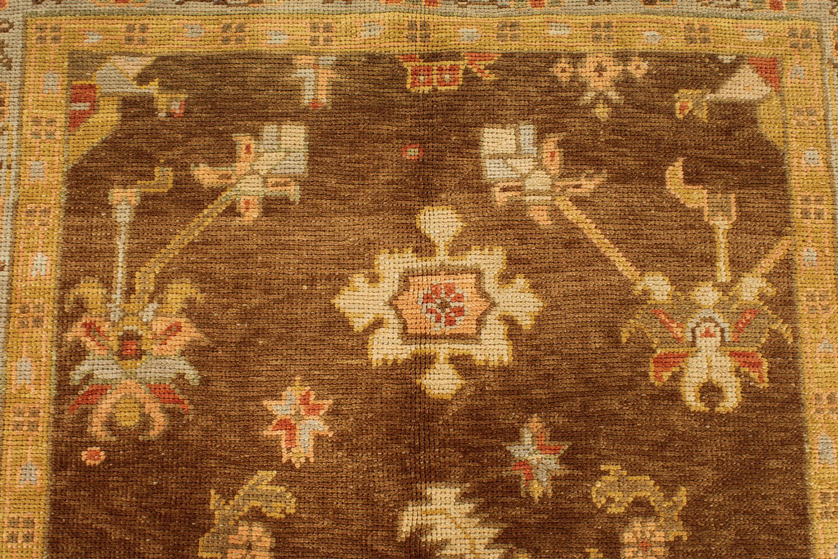 5x6 Brown and Beige Turkish Oushak Rug
