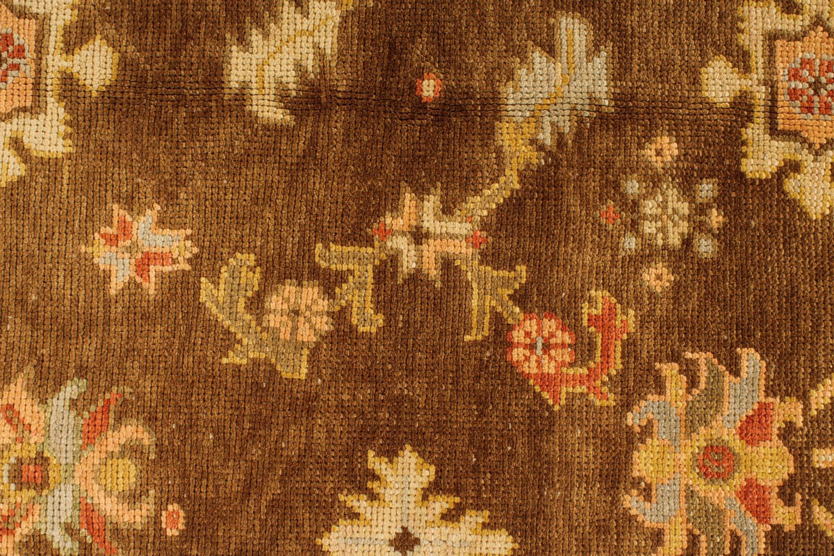 5x6 Brown and Beige Turkish Oushak Rug