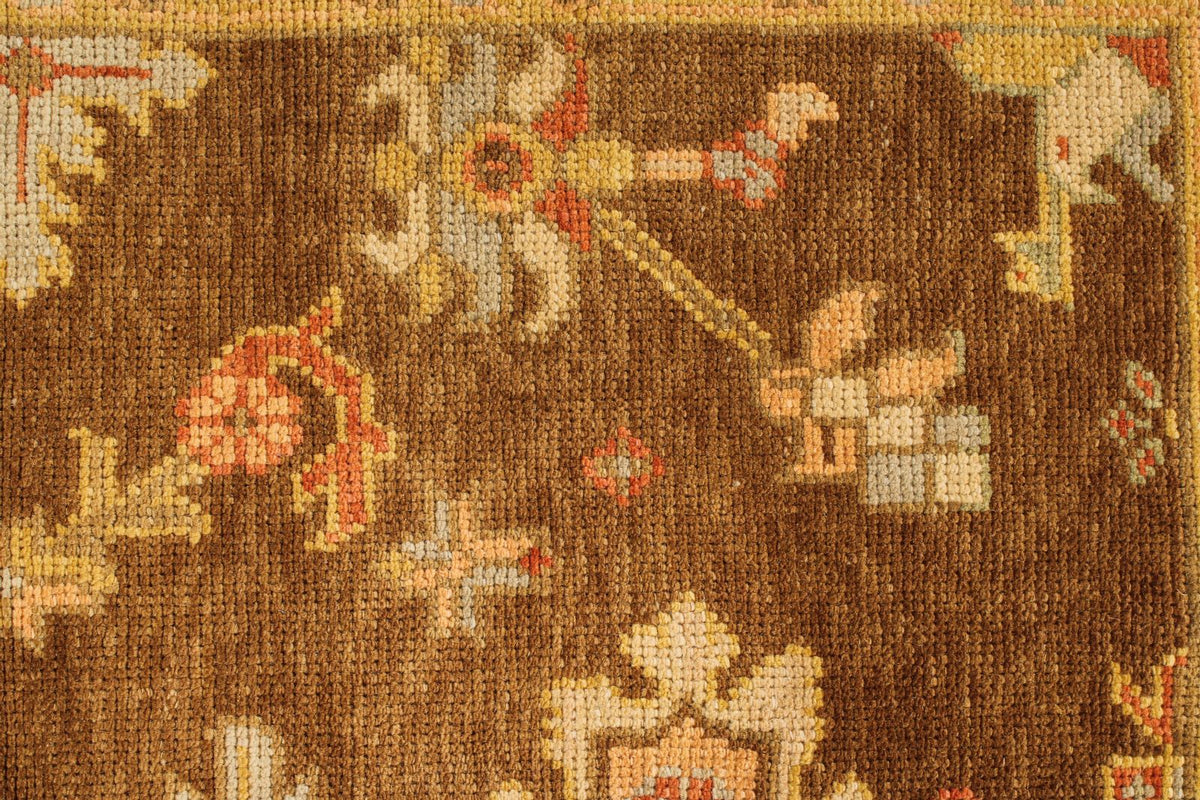 5x6 Brown and Beige Turkish Oushak Rug